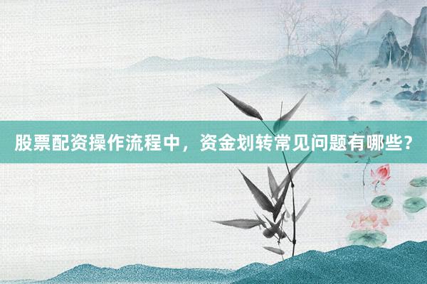 股票配资操作流程中，资金划转常见问题有哪些？