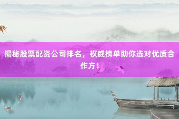 揭秘股票配资公司排名，权威榜单助你选对优质合作方！