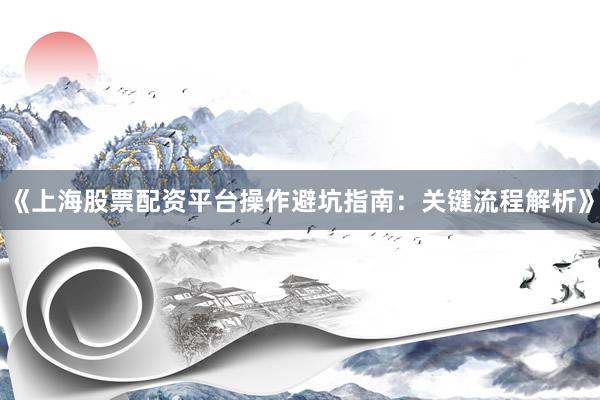 《上海股票配资平台操作避坑指南：关键流程解析》