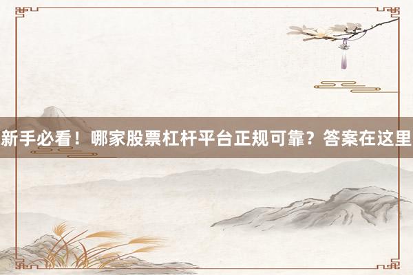 新手必看！哪家股票杠杆平台正规可靠？答案在这里