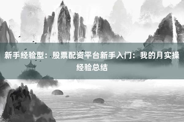 新手经验型：股票配资平台新手入门：我的月实操经验总结