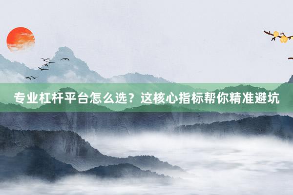 专业杠杆平台怎么选？这核心指标帮你精准避坑