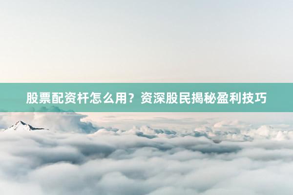 股票配资杆怎么用?资深股民揭秘盈利技巧