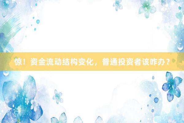 惊！资金流动结构变化，普通投资者该咋办？