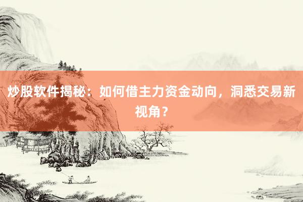 炒股软件揭秘:如何借主力资金动向,洞悉交易新视角?