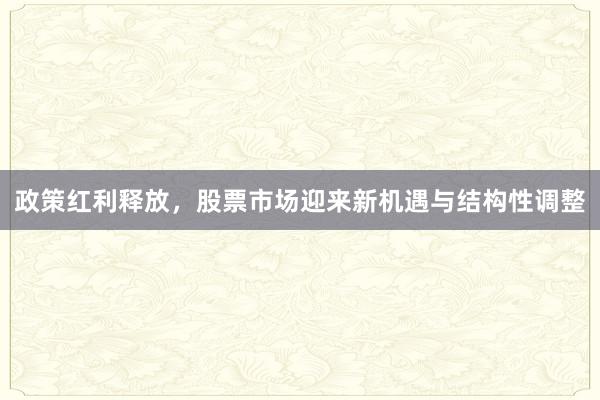 政策红利释放，股票市场迎来新机遇与结构性调整