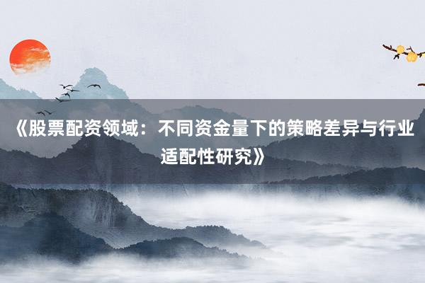 《股票配资领域：不同资金量下的策略差异与行业适配性研究》