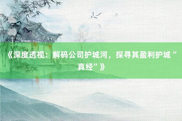 《深度透视：解码公司护城河，探寻其盈利护城“真经”》