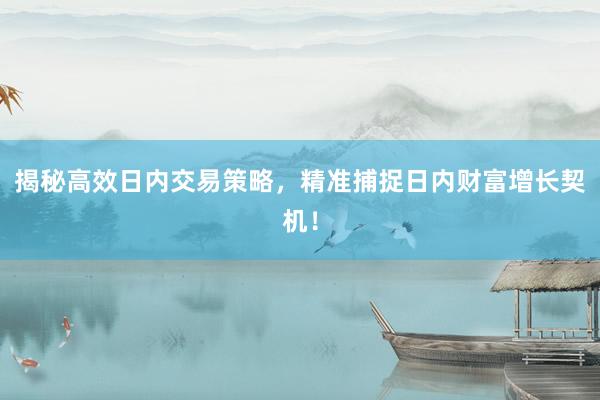 揭秘高效日内交易策略，精准捕捉日内财富增长契机！