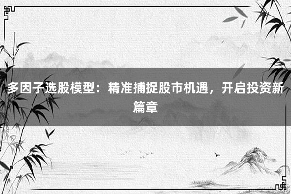 多因子选股模型：精准捕捉股市机遇，开启投资新篇章