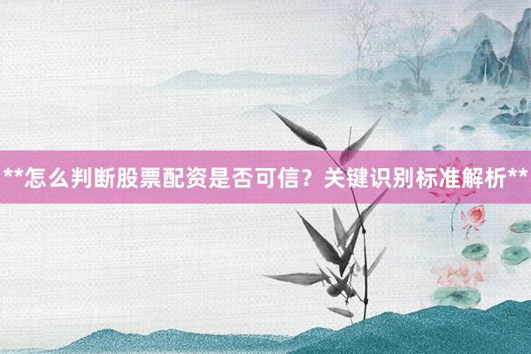 **怎么判断股票配资是否可信？关键识别标准解析**