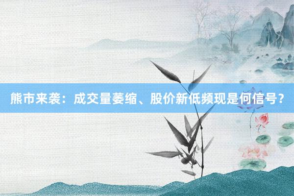 熊市来袭：成交量萎缩、股价新低频现是何信号？