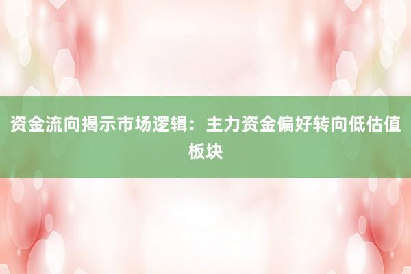 资金流向揭示市场逻辑：主力资金偏好转向低估值板块