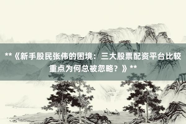 **《新手股民张伟的困境:三大股票配资平台比较重点为何总被忽略?》**