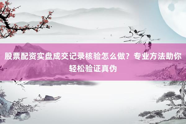 股票配资实盘成交记录核验怎么做？专业方法助你轻松验证真伪