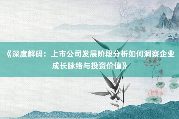 《深度解码：上市公司发展阶段分析如何洞察企业成长脉络与投资价值》
