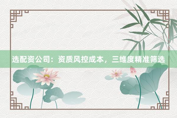 选配资公司：资质风控成本，三维度精准筛选